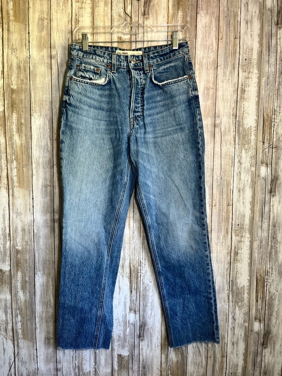 GRLFRND Karolina High Rise Straight Crop Jeans La Playa Raw Hem Size 27
